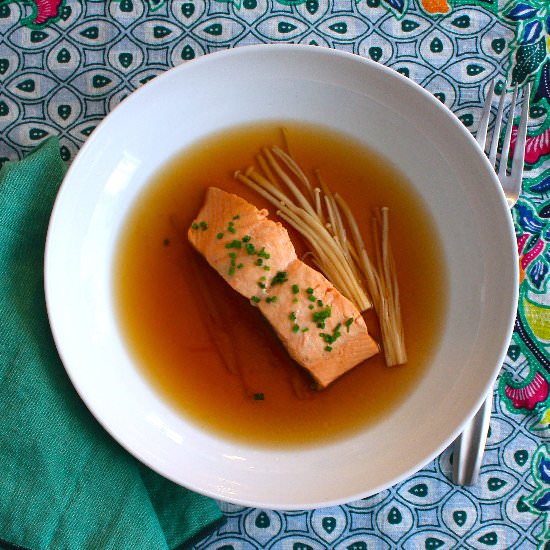 Salmon Poached in Dashi