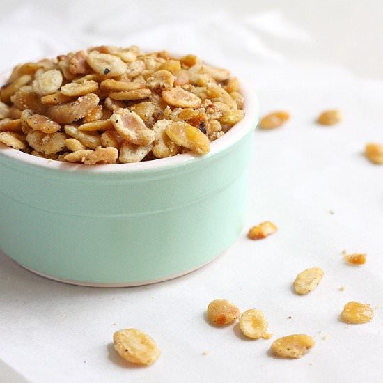 Parmesan baked fava bean chips