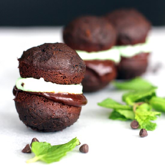 Mini Mint Choc Chip Whoopie Pies
