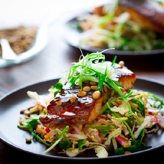 Hot and Sweet Slaw with Jerk Salmon