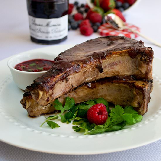 Pork Chop with Berry Cilantro Sauce