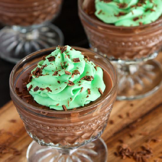 Chocolate Pudding Cups w/ MintCream