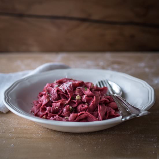 Tagliatelle with Beetroot Pesto
