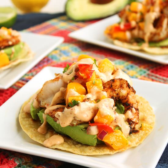 Grilled Shrimp Tostadas with Mango