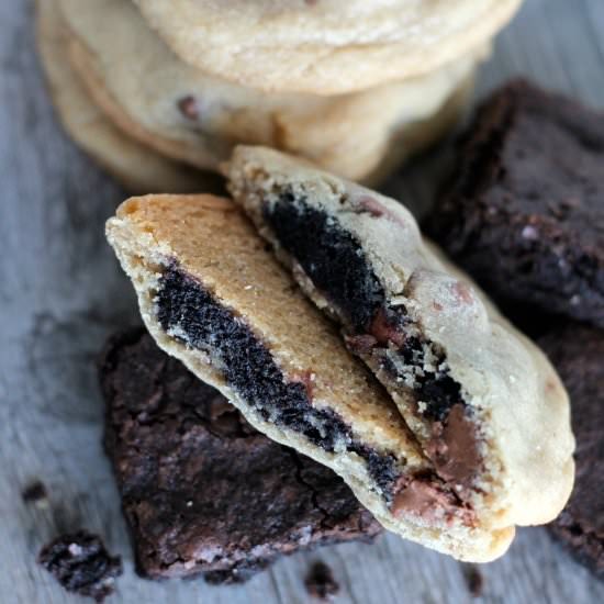 Brownie Stuffed Chocolate Chip Cookie