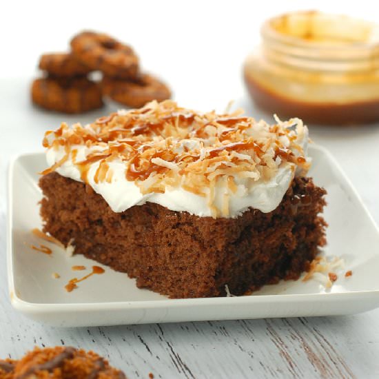 Samoas Poke Cake