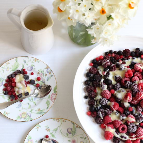 Berries with White Chocolate Sauce