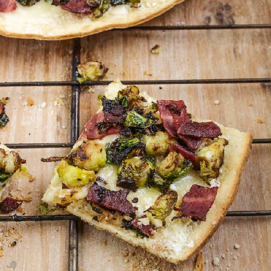 Brussels Sprouts and Bacon Pizza