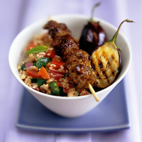 Lamb Kebabs on Tabbouleh