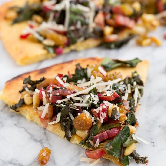 Socca with Sauteed Chard & Parmesan