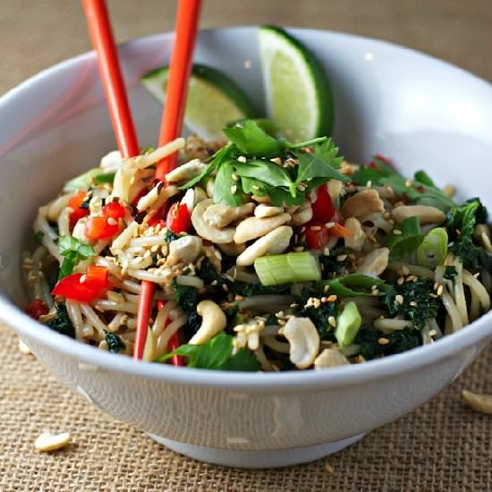 Garlicky Greens Pasta with Gomasio