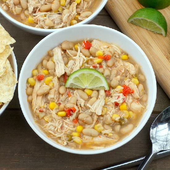 Slow-Cooker Chicken, Corn, + White