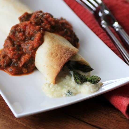 Asparagus Three-Cheese Burrito