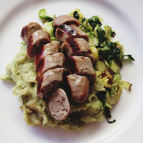 Green Bangers and Mash