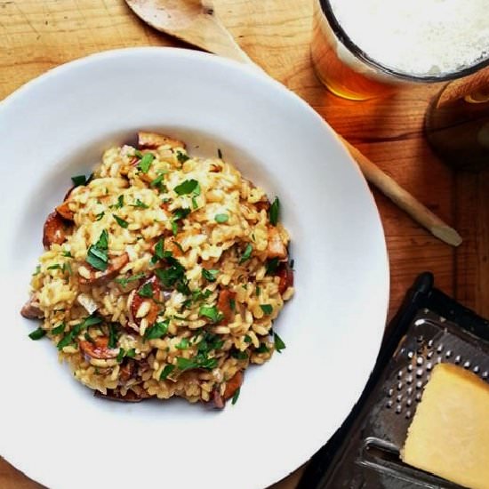 Beer Risotto with Sausage and Gouda