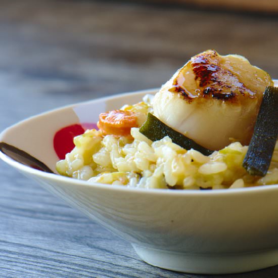 Risotto seaweed and scallops