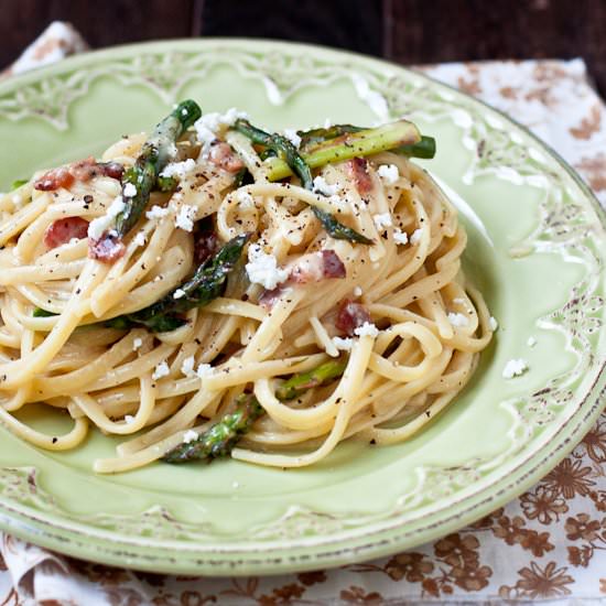 Goat Cheese & Asparagus Carbonara