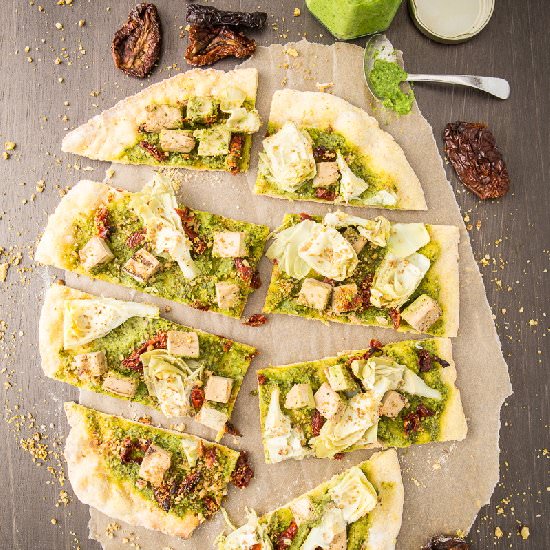 Vegan Chicken & Artichoke Pizza