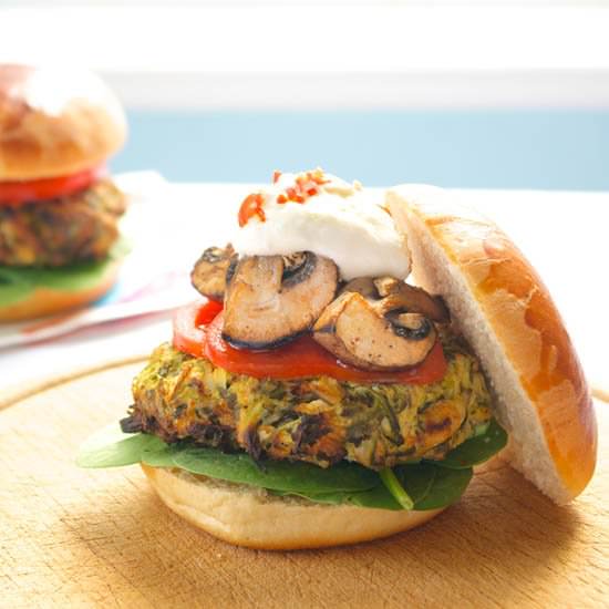 Baked Zucchini, Feta & Herb Burgers