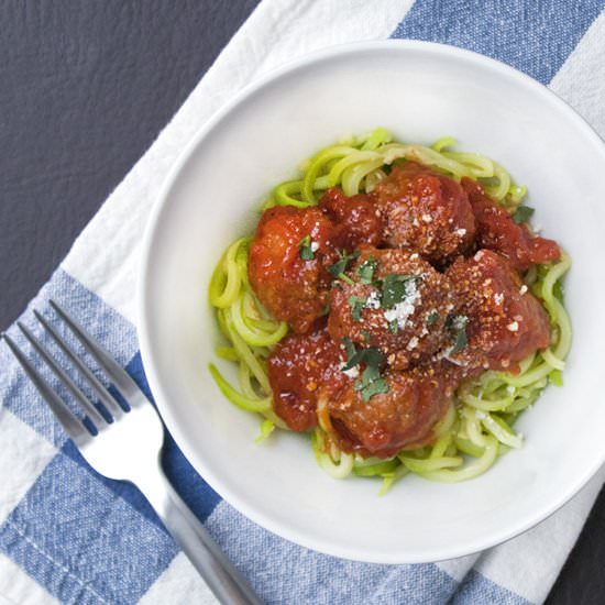 Zucchini Noodles and Meatballs