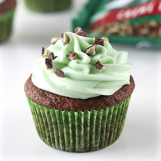 Andes Mint Grasshopper Cupcakes