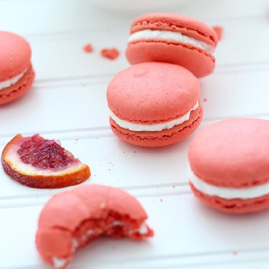 Blood Orange Walnut Macarons