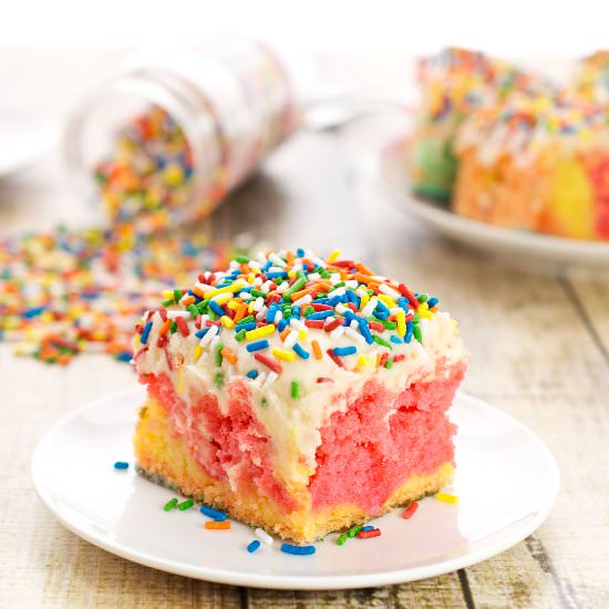 Rainbow Poke Cake