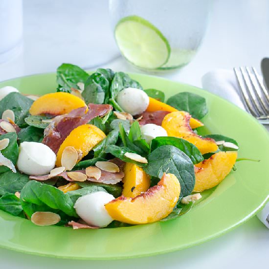 Peach, prosciutto and mozzarella