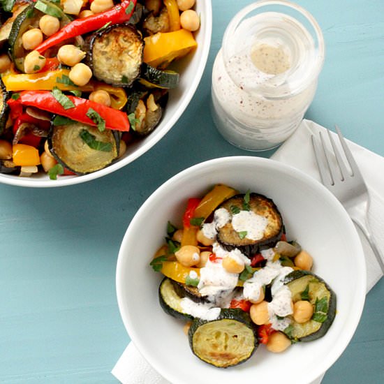 Chickpea & roasted vegetable salad