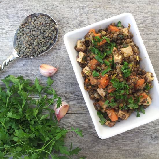 Warm Lentil Salad With Smoked Tofu