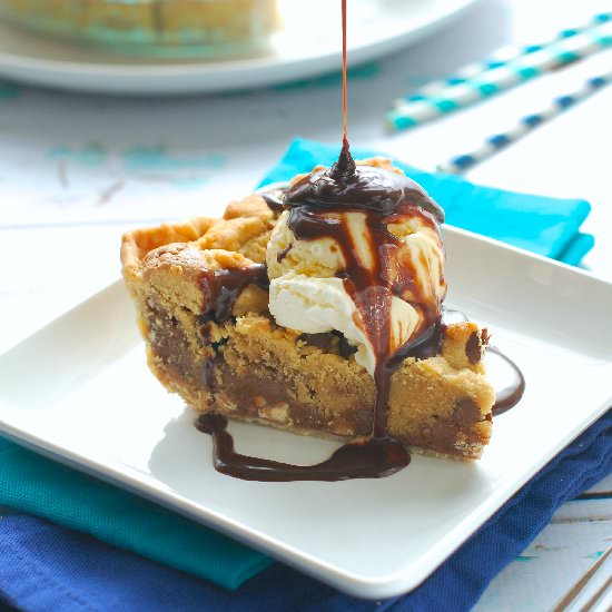 Chocolate Peanut Butter Brookie Pie