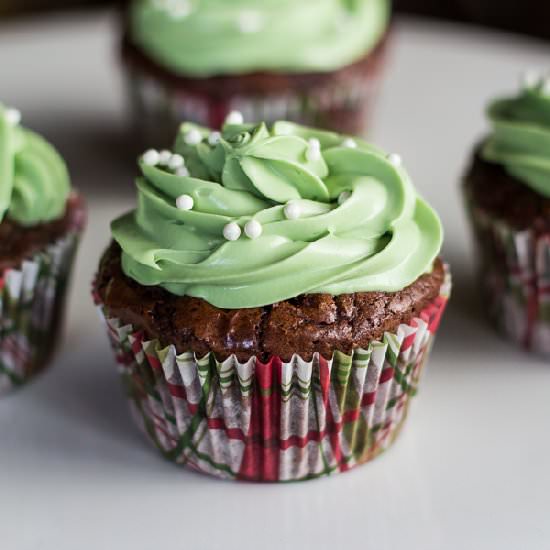 Minty Espresso Brownie Cupcakes