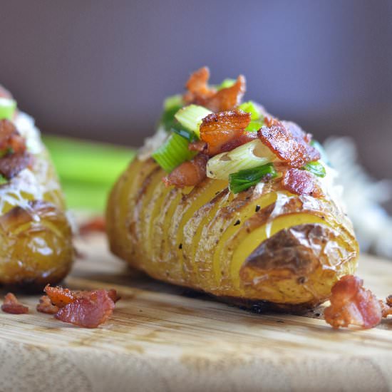 Bacon Parmesan Hasselback Potatoes