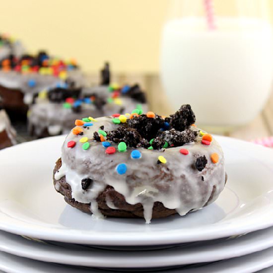Chocolate Oreo Sprinkle Donuts