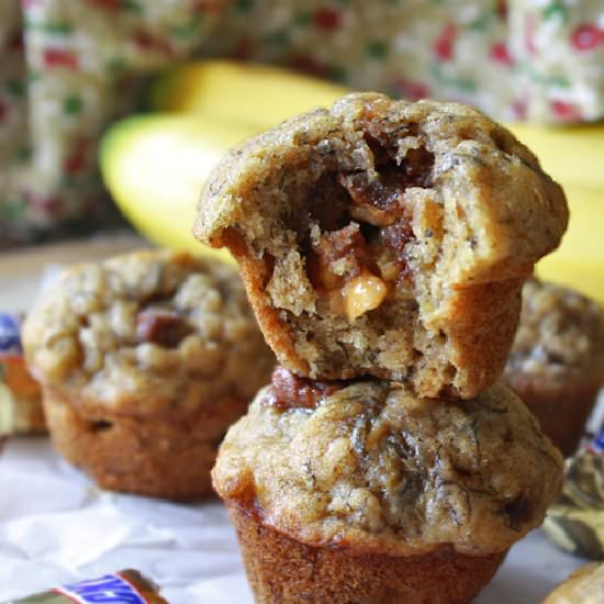 PB Banana Snickers Mini Muffins