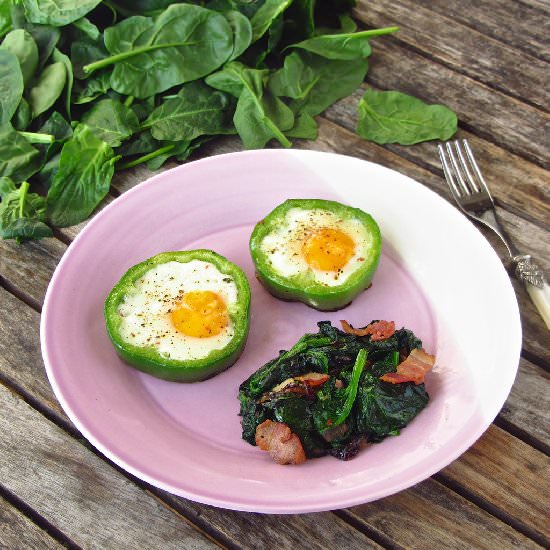 Shamrock Eggs with Braised Spinach