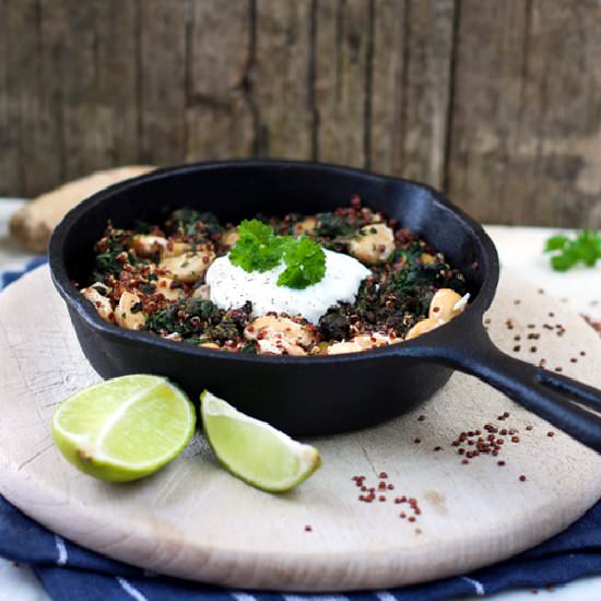 Baked Spinach, White Beans & Quinoa