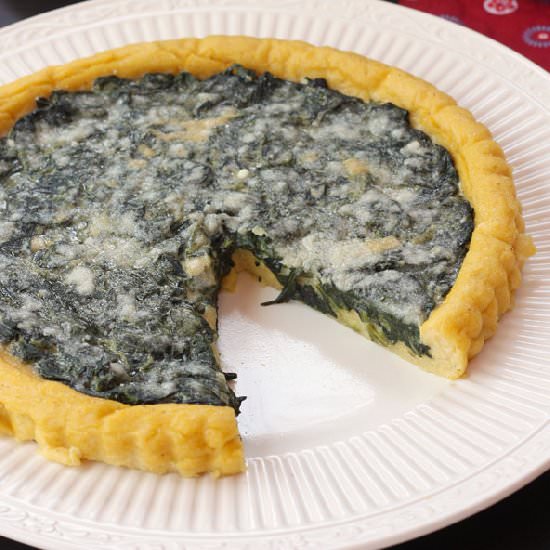 Polenta Crust Creamed Spinach Tart