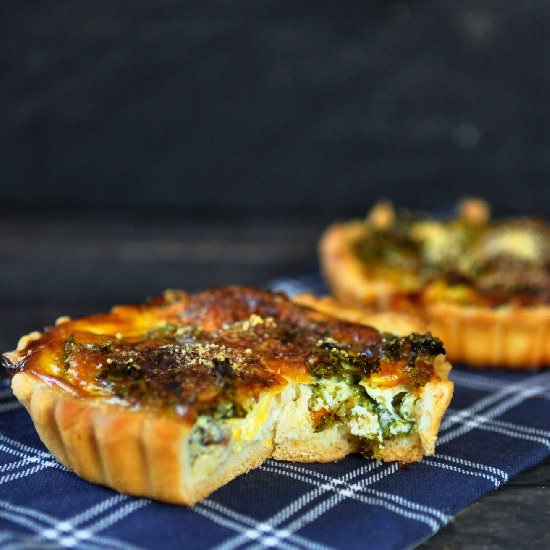 Quiche with Kale, Mackerel and Parmesan