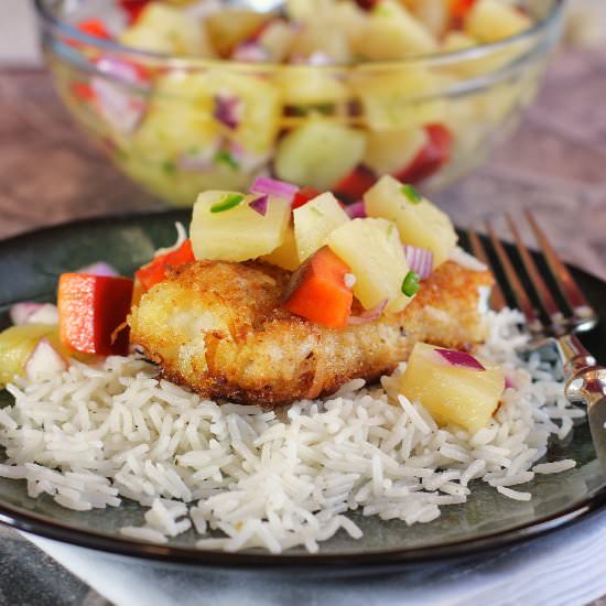 Coconut Cod with Pineapple Salsa