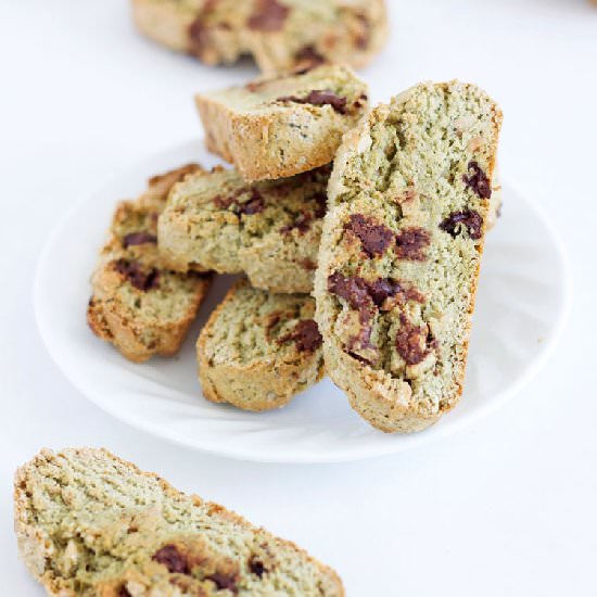Almond Matcha Biscotti