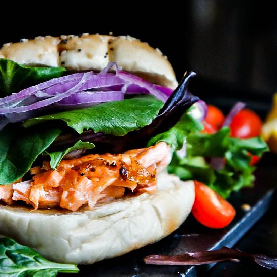Salmon Sandwich with Layered Potato