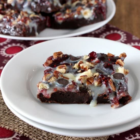 Raspberry Brownie Magic Bars