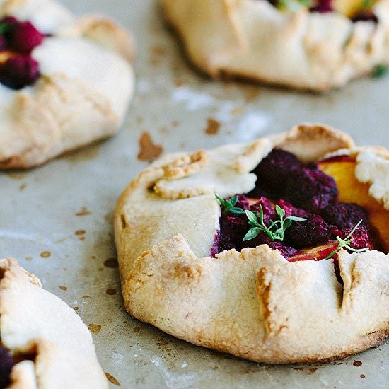 Peach + raspberry crostata