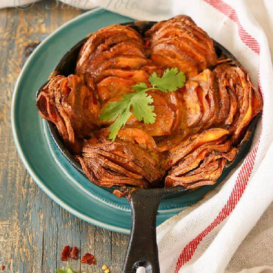 Sweet potatoes baked in curry