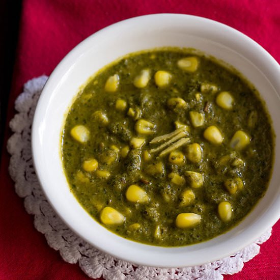Palak corn curry