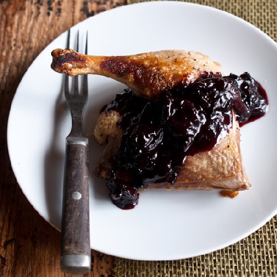 Roasted Duck Legs Porter Cherries