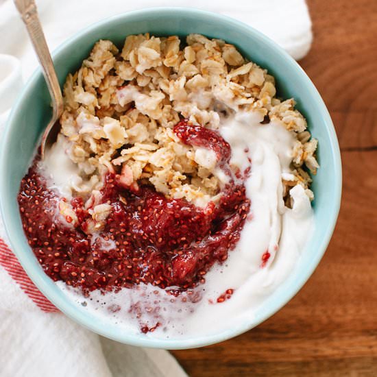 Oatmeal with Strawberry Chia Jam
