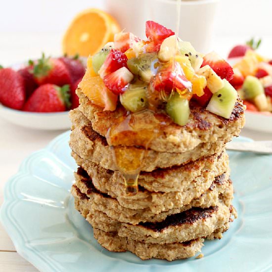 Oat Bran Protein Pancakes