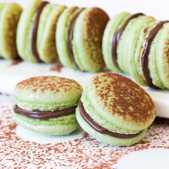 Chocolate Mint French Macarons
